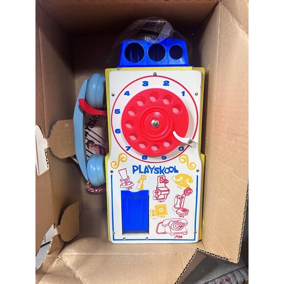 Vtg Playskool Toy Wood Pay Play Phone Rotary Dial Doorknob Coins 1954 #488 - Picture 3 of 11